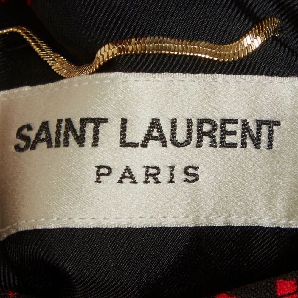 Saint Laurent Paris Black Hearts Print Crepe Mini Dress S - Picture 5 of 7